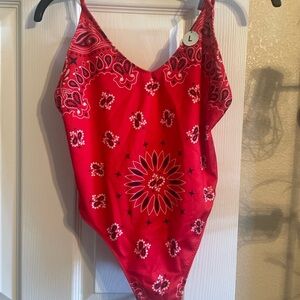 NWT Red Bandana Print Swimsuit
